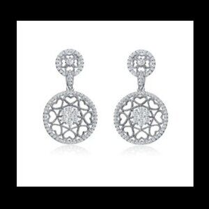 Genevieve White Gold Plated Sterling Silver CZ Earrings NWT - A147